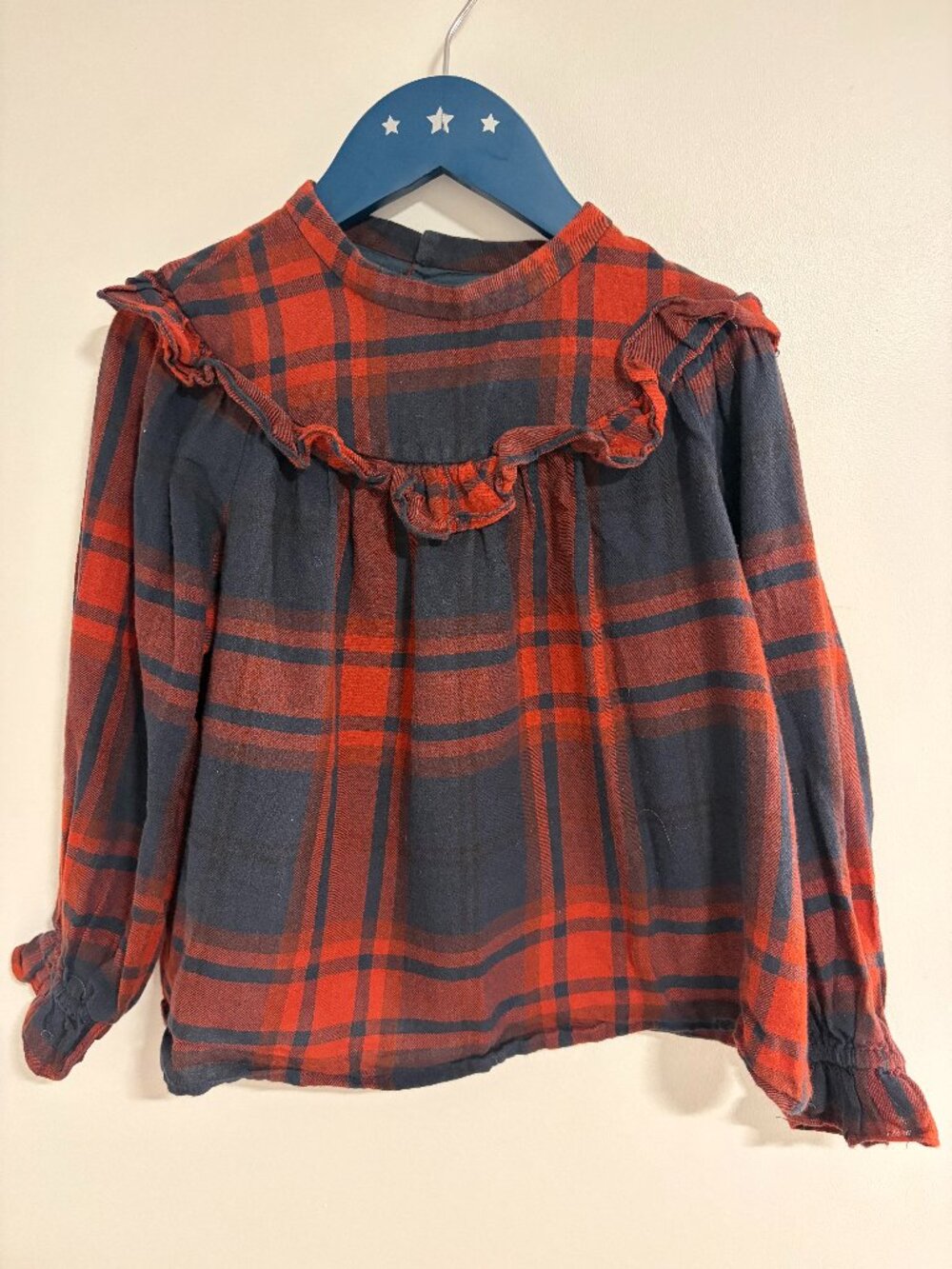 Bonpoint Devi Blouse in Terracotta Tartan Flannel